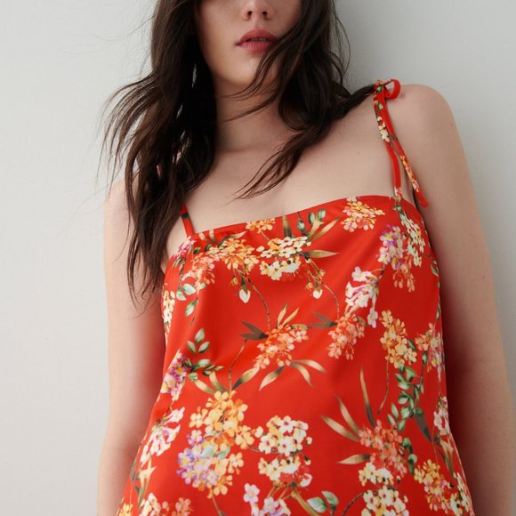 ZARA Print Top Multicolor Floral Spaghetti Straps Blouse NWT - Picture 3 of 16